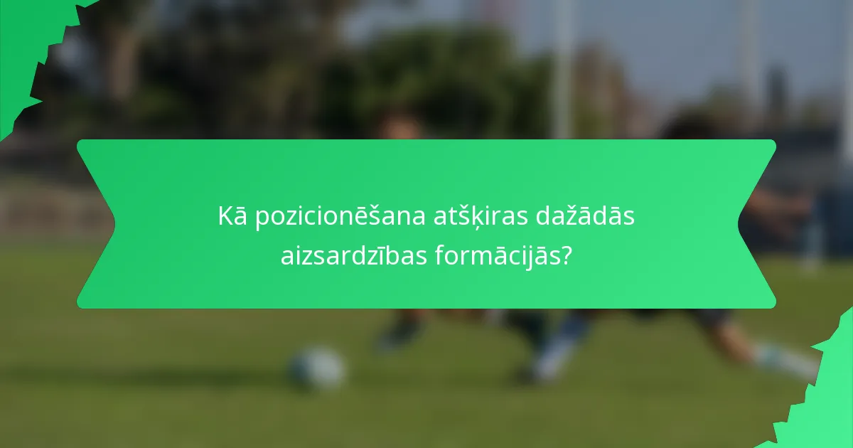 Kā pozicionēšana atšķiras dažādās aizsardzības formācijās?